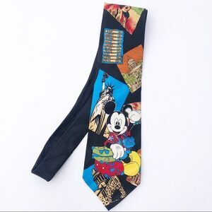 Vintage Mickey Mouse Disney Tie Traveler New York USA 100% Silk Printed Art